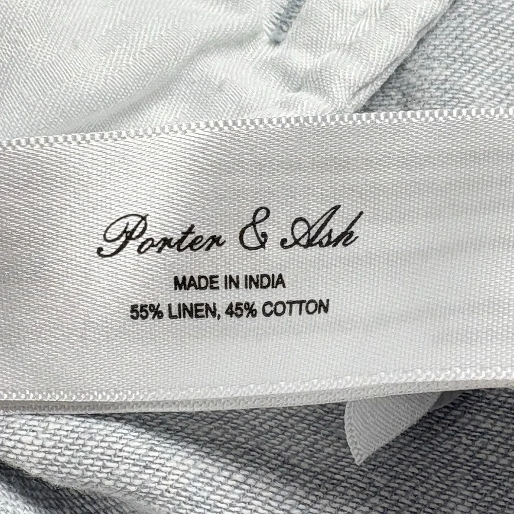 PORTER & ASH Men Linen Blend Pants Sz 34 Gray Coastal Beach Preppy Resort 8a-4